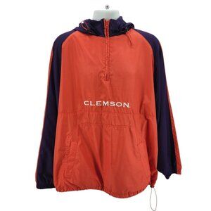 Vintage Clemson Mens XL Jacket Windbreaker Red Oak Sportswear Hooded 1/4 Zip